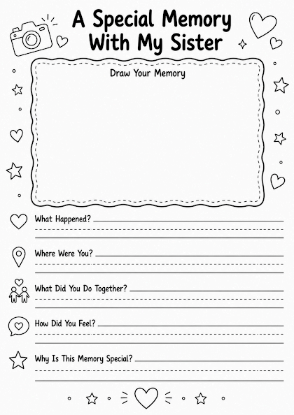 A Special Memory With My Sister Worksheet