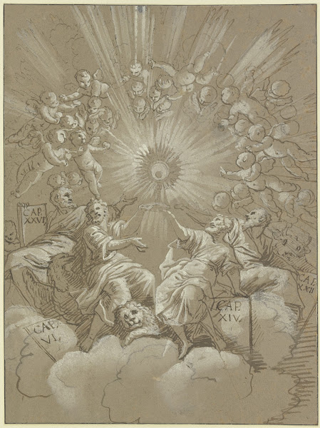 Die Verehrung der Hostie durch die vier Evangelisten