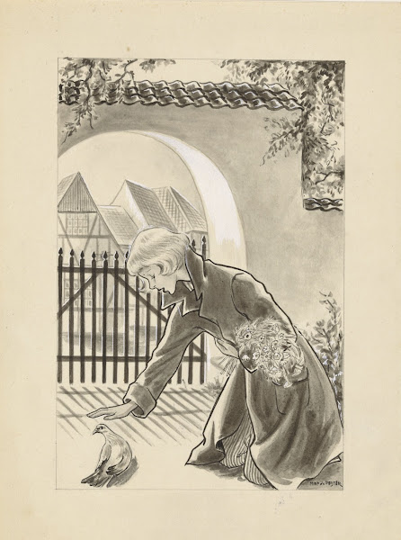 Knielend meisje bij een duif 1928 1941