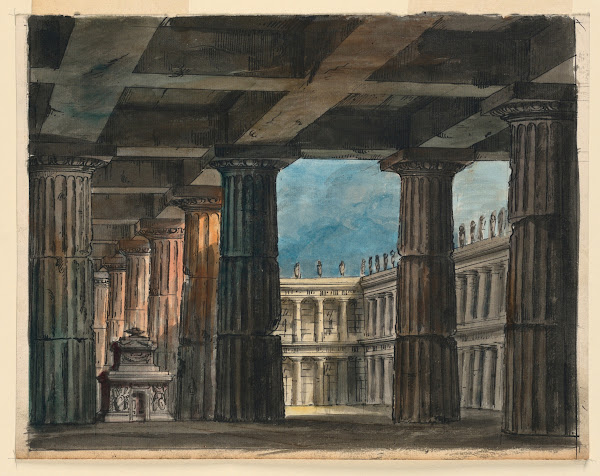 Stage Design Classical Loggia and Courtyard early 19th century