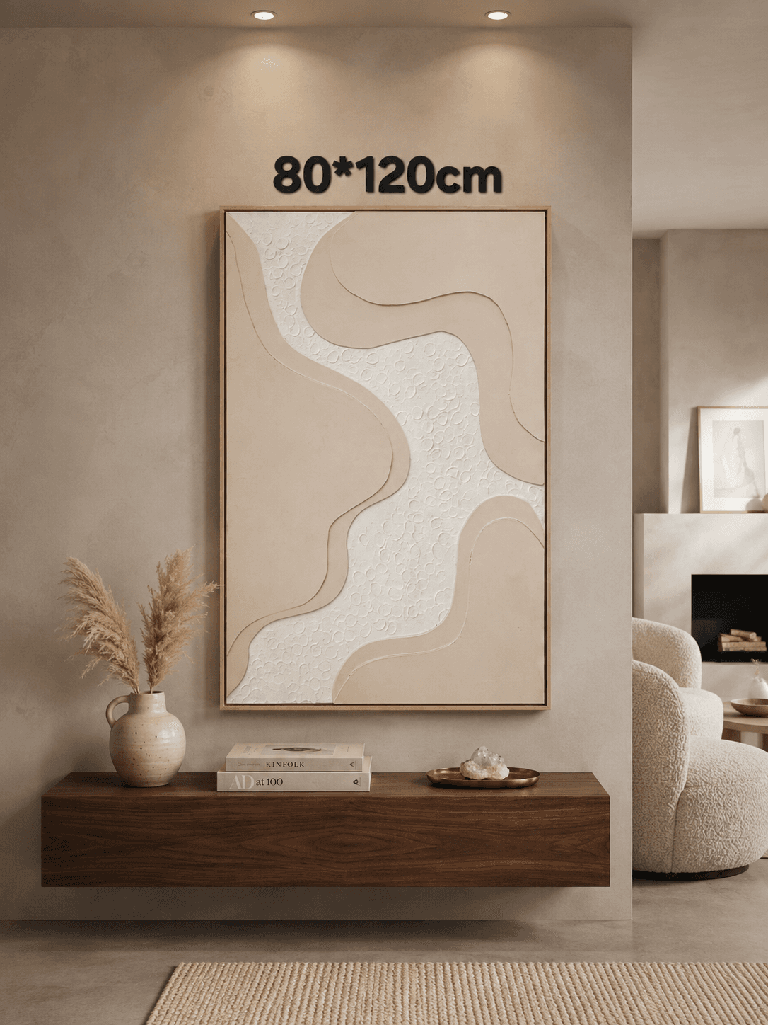 Framed River & Mountains Landscape – 80x120 cm view 3