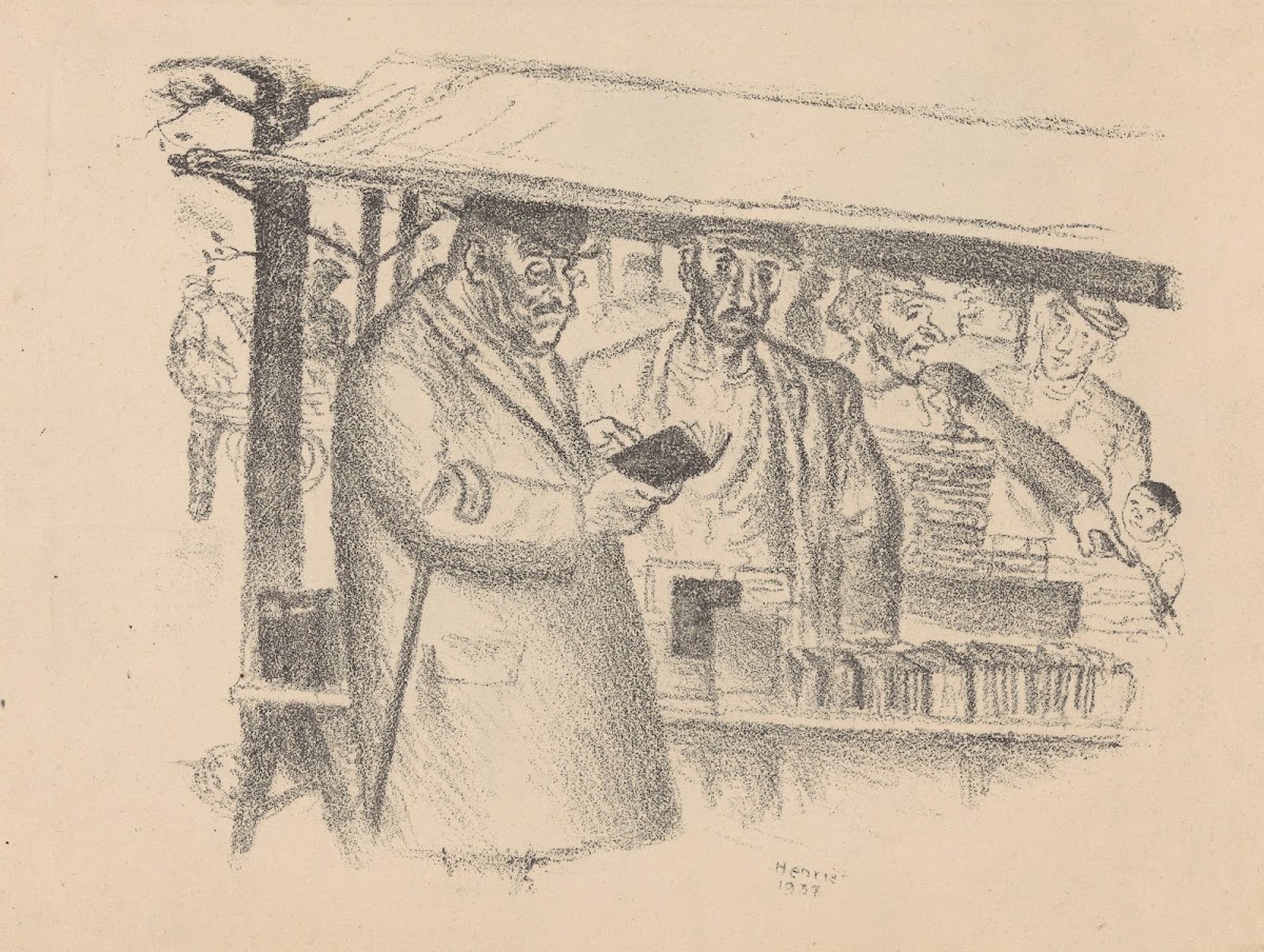 Boekenkraam op een markt 1937