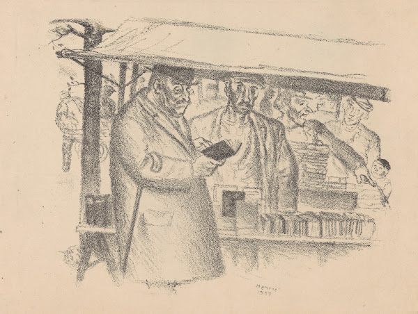 Boekenkraam op een markt 1937
