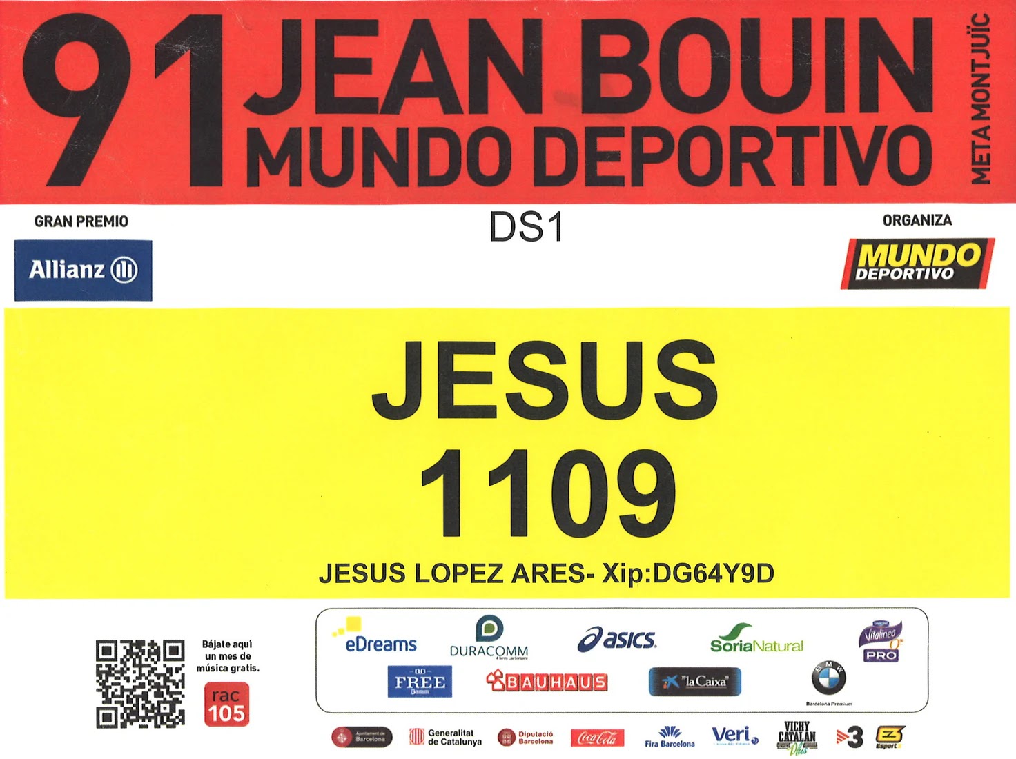 Dorsal de Jean Bouin