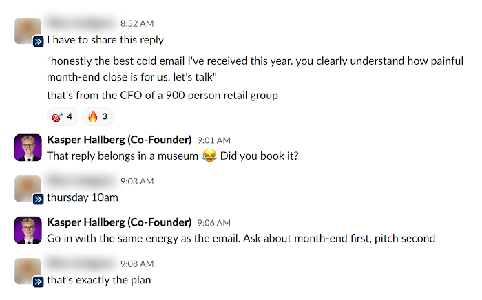 Client message in Slack