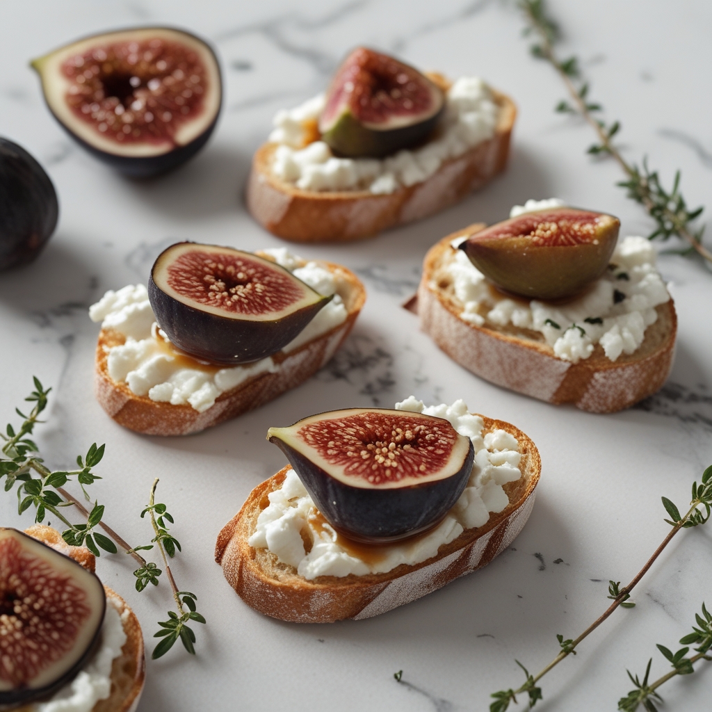 Balsamic Fig & Goat Cheese Crostini with Thyme Honey Drizzle