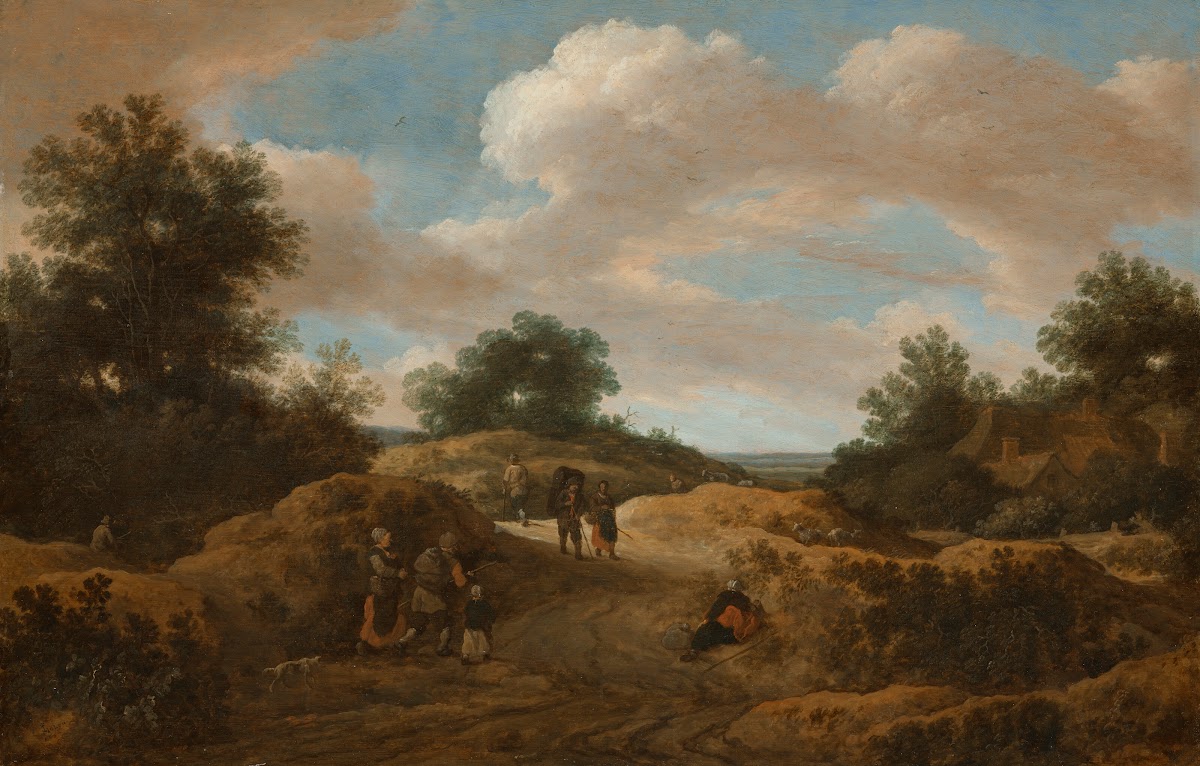 A dune landscape with figures on a track 1657