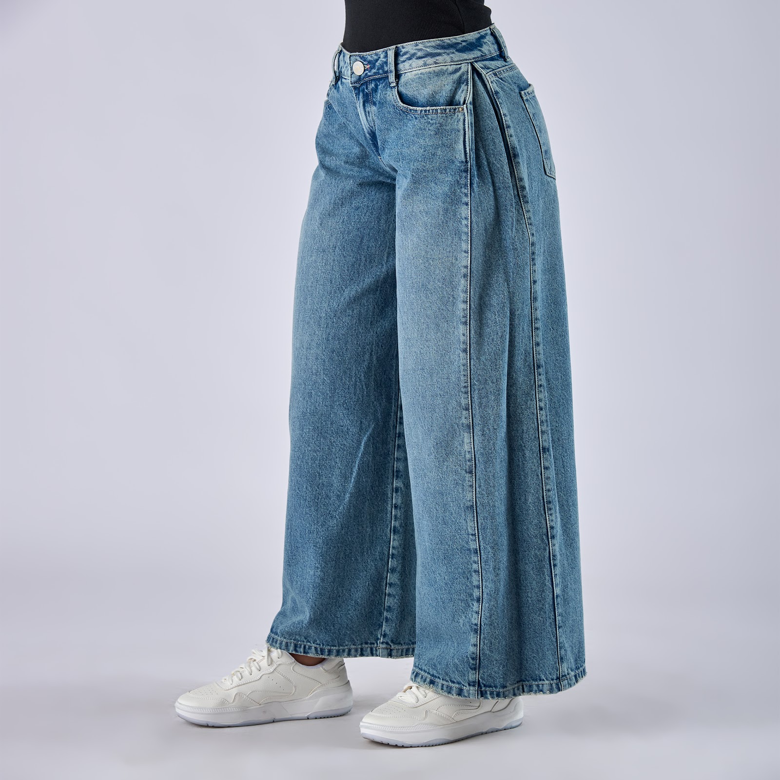 Jean dama wide leg tiro medio rígido - Vista 6