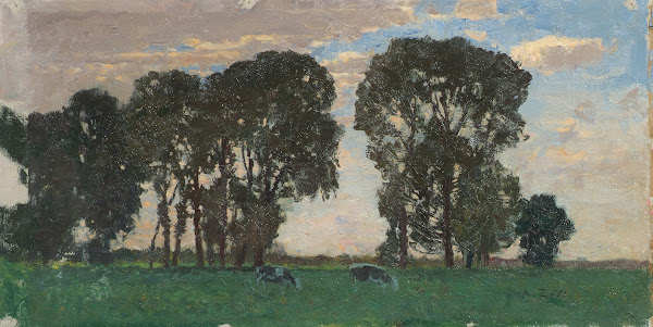 Langenpreising Viehweide mit großen Bäumen 1897