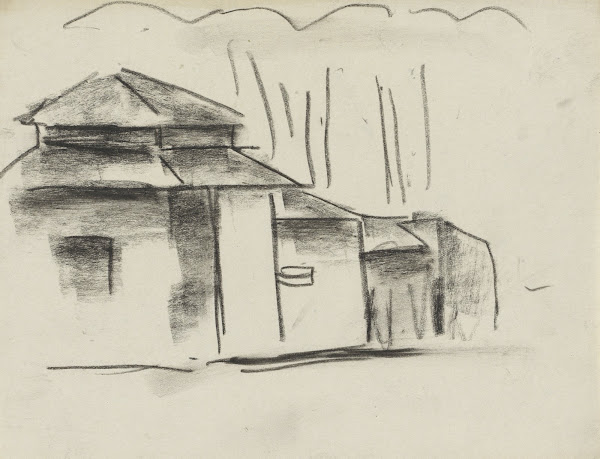 Schetsblad met huis 20th century