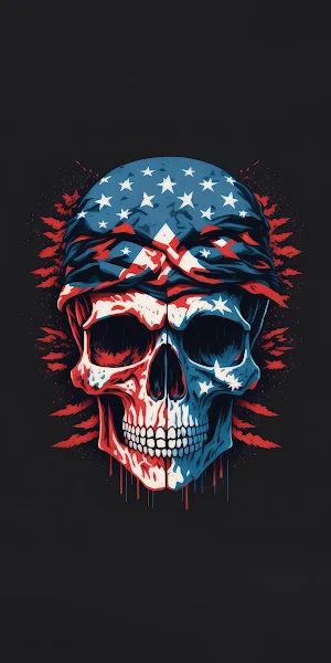 Skull, American, Patriotic, Bandana, USA 4K iPhone Wallpaper Background