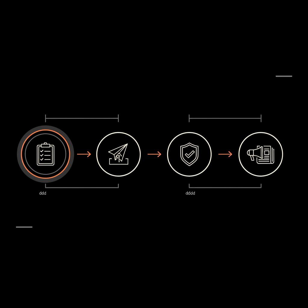 Minimal 2D vector nomination flow infographic showing Prepare → Submit → Verify → Publish steps with flat icons on black background, minimalist layout. can you nominate yourself for Forbes