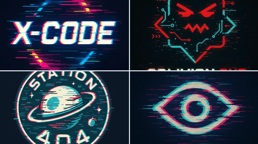 Diseño de logotipo vectorial estilo Glitch Art