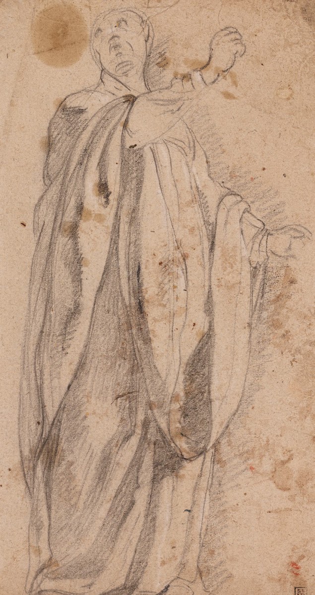 Study For The Drapery Of A Standing Figure 16th 17th Century