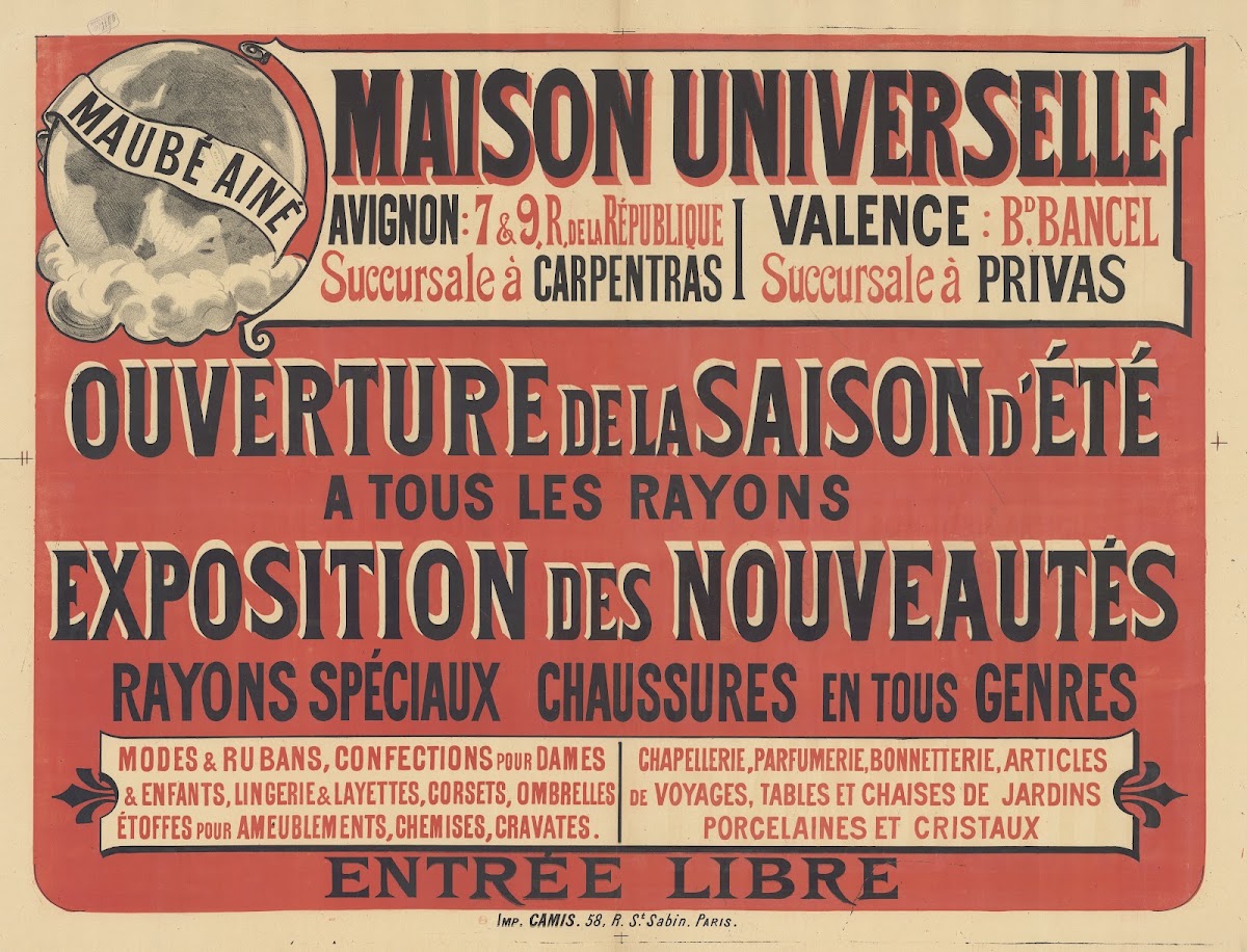 Maison universelle Maubé Aîné Avignon succursale à Carpentras Valence succursale