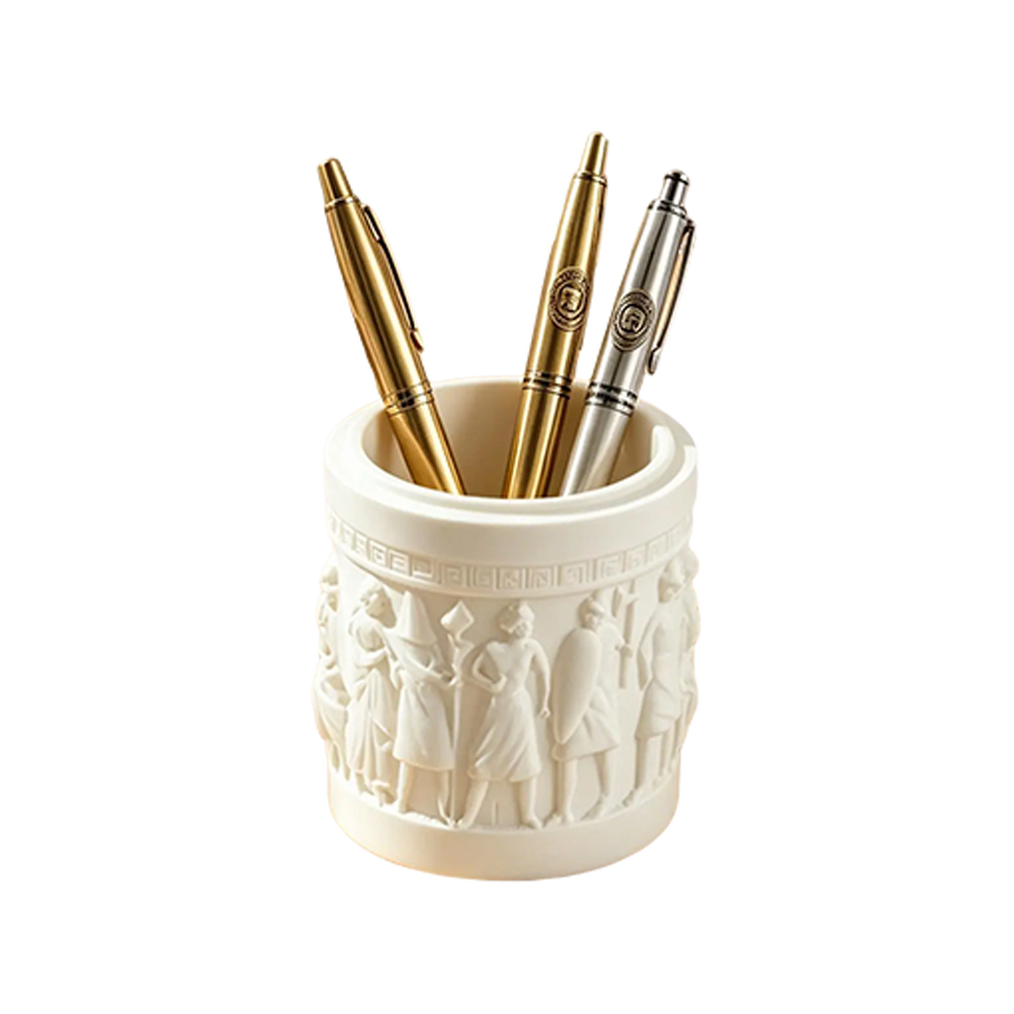 Pen holder with Roman bas-relief design