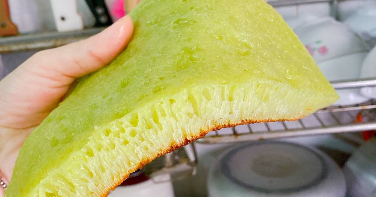 Bánh bò lá dứa nướng chảo 💚#bepyeutyjuo