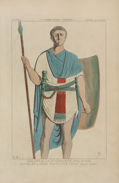 Soldat de la IVe cohorte dal mate bas relief du Musée DArtillerie Dessin inédit