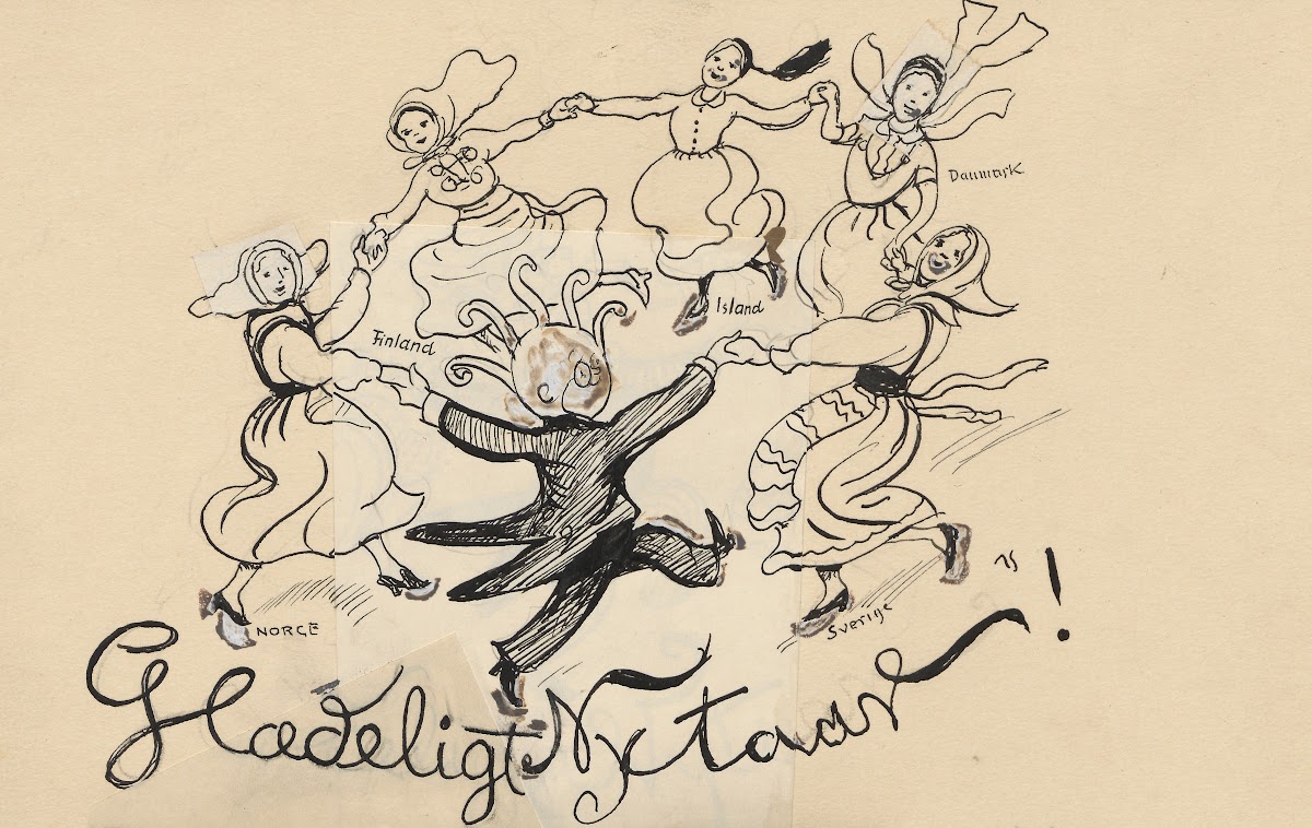 The octopus dances in a circle with women from Scandinavian countries 1936