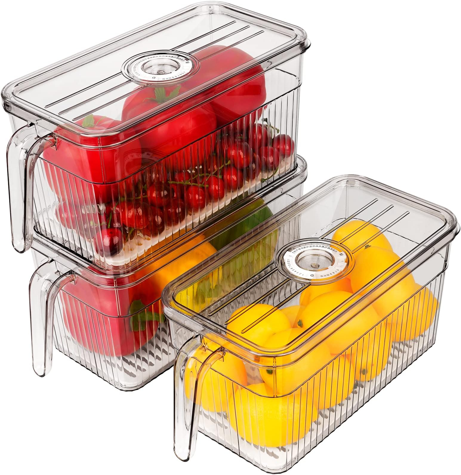 Vtopmart Cajas con Tapa Hermética y Escurridor para Fruta y Verdura