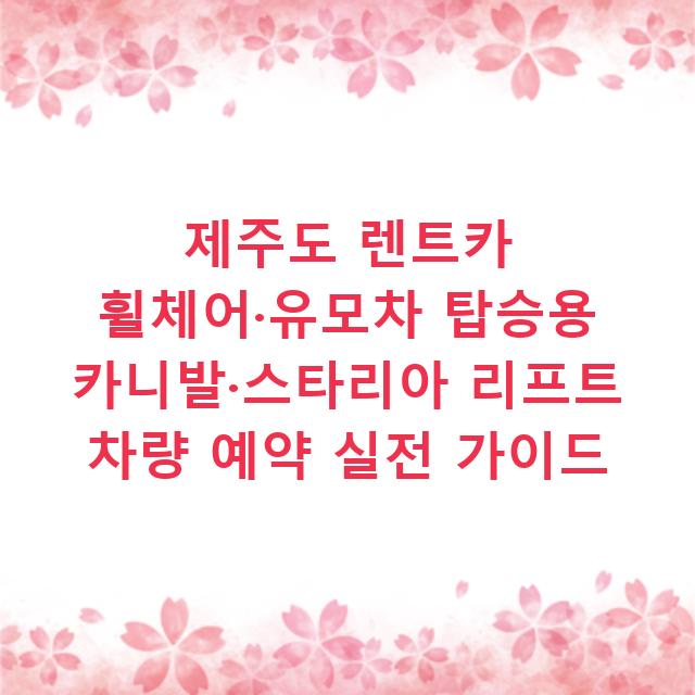 제주도 렌트카 휠체어·유모차 탑승용 카니발·스타리아 리프트 차량 예약 실전 가이드