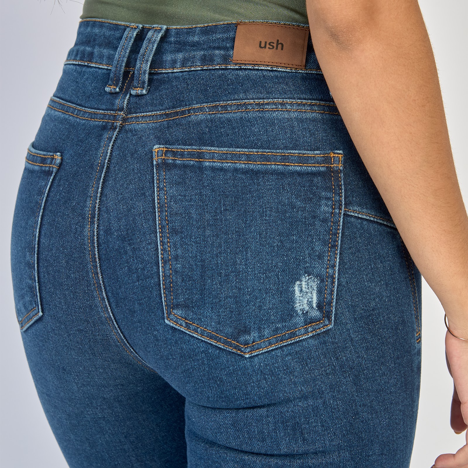Jean dama skinny tiro medio licrado, color Azul medio - Vista 8