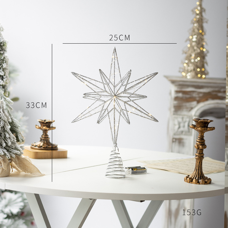 Illuminated Christmas tree topper star made of iron