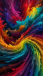 Vibrant Rainbow Paint Splash Vortex Textured Abstract Art