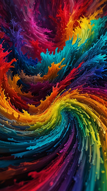 Vibrant Rainbow Paint Splash Vortex Textured Abstract Art - Free mobile Wallpaper