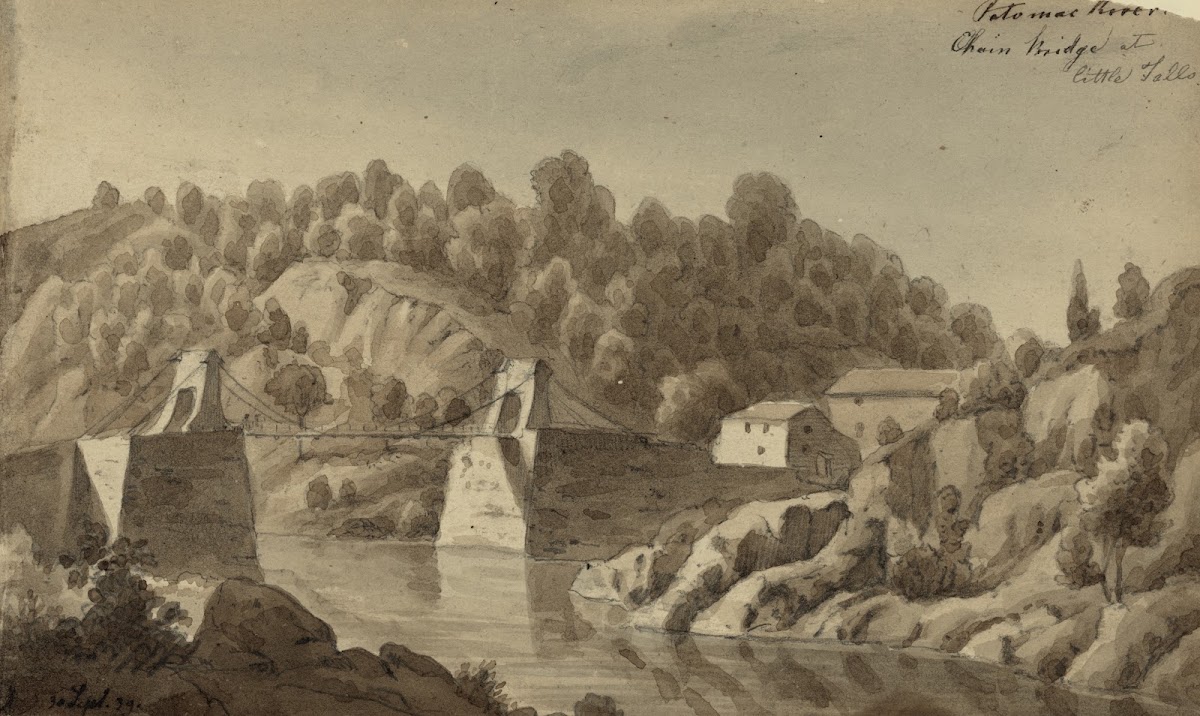 Potomac River Chain Bridge at Little Falls 1839