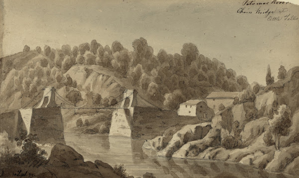 Potomac River Chain Bridge at Little Falls 1839