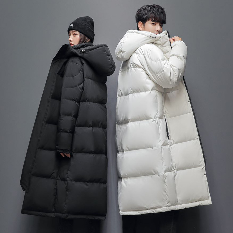 Long down coat for men and women, knee-length