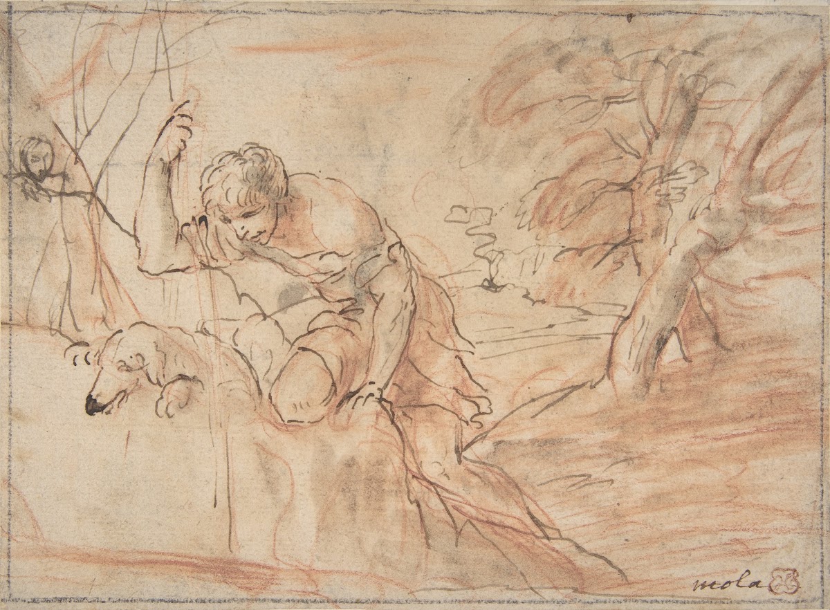 Framed Sketch for a Man a Dog and a Tree 161266