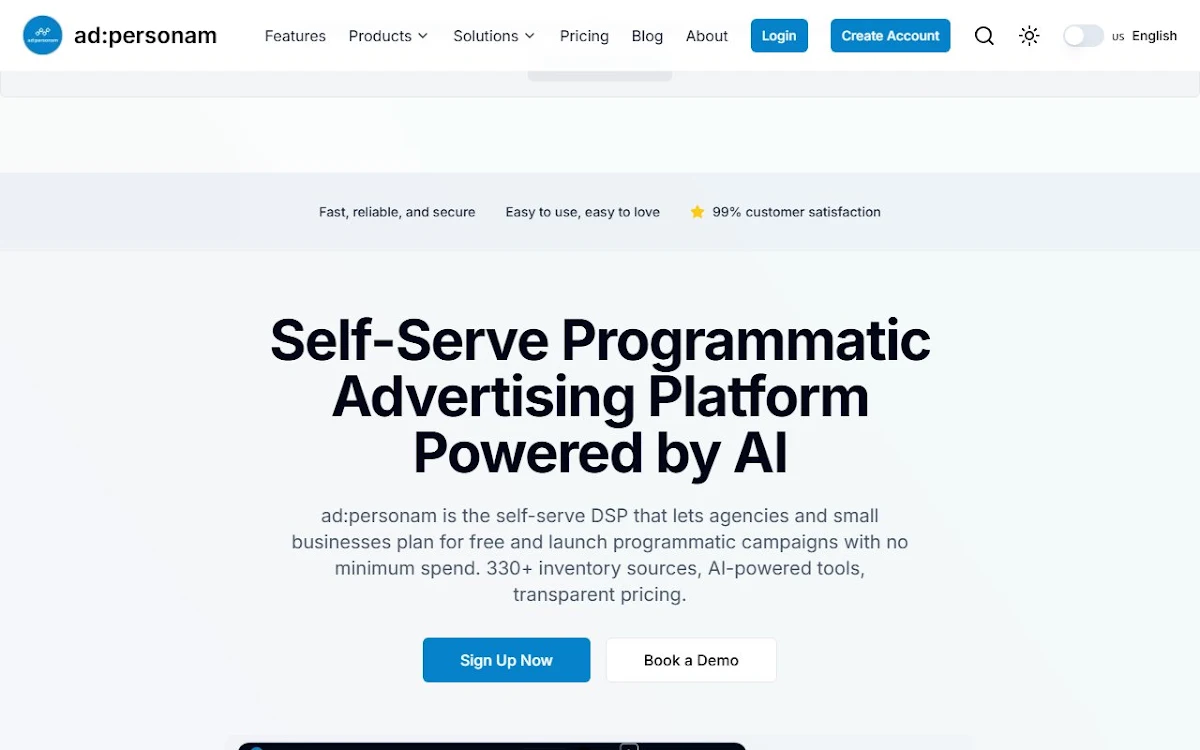 Captura de ad:personam Self Serve DSP