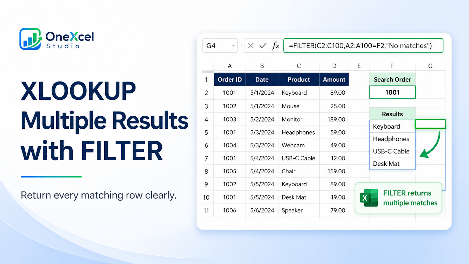 XLOOKUP Multiple Results with FILTER
