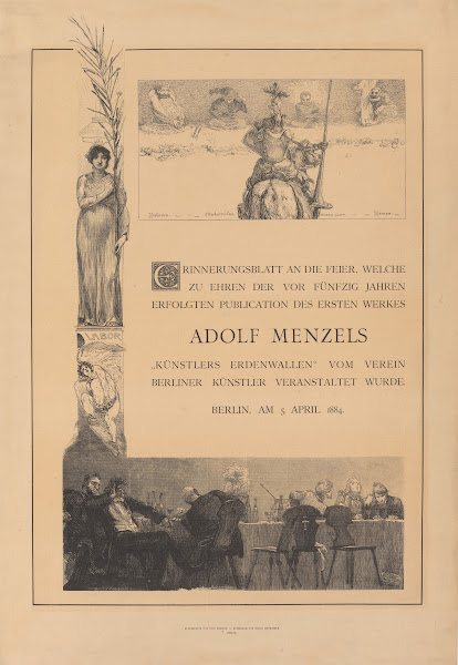 Dedication Card For The Anniversary Of Adolph Menzel 1884