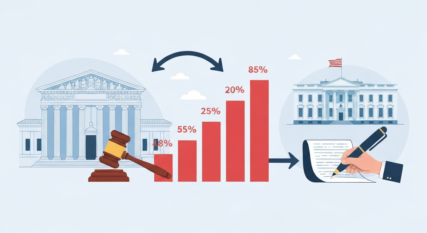 트럼프 관세 4일간의 타임라인 일러스트