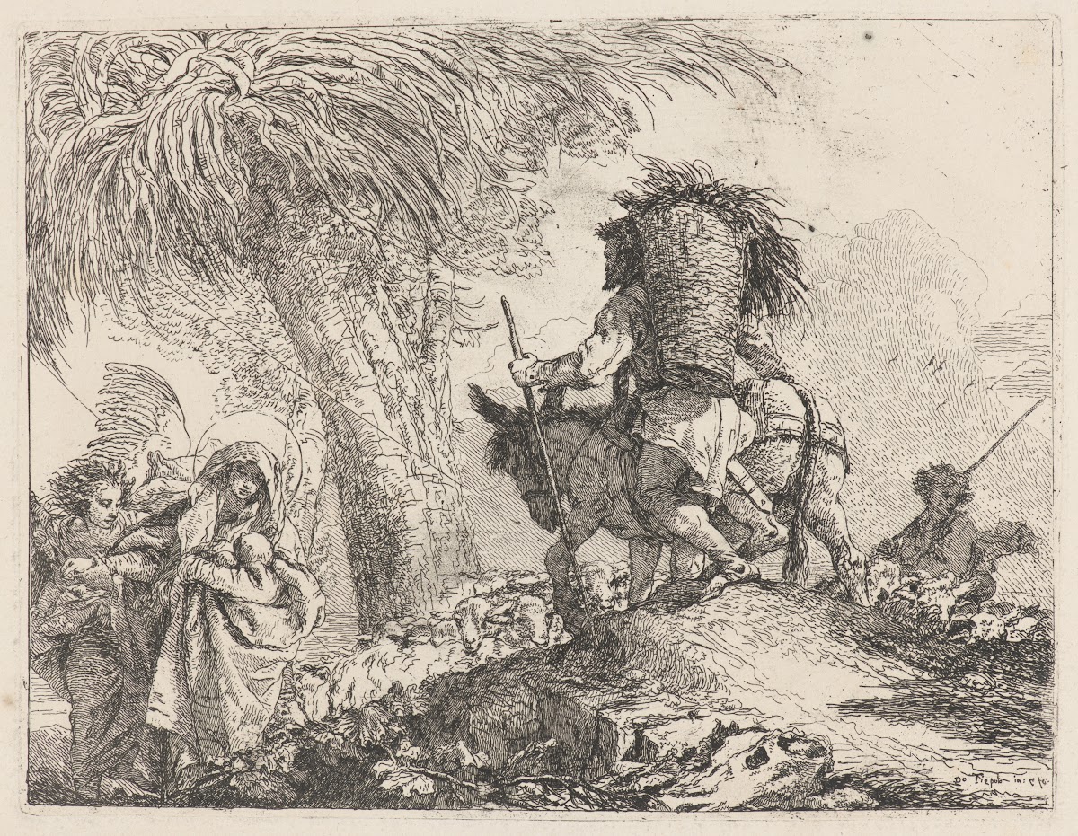 The Flight Joseph at Right and Mary and Angel at Left 17501753
