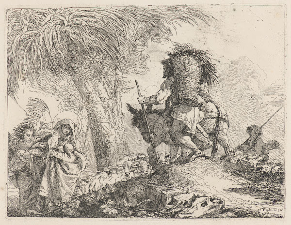The Flight Joseph at Right and Mary and Angel at Left 17501753