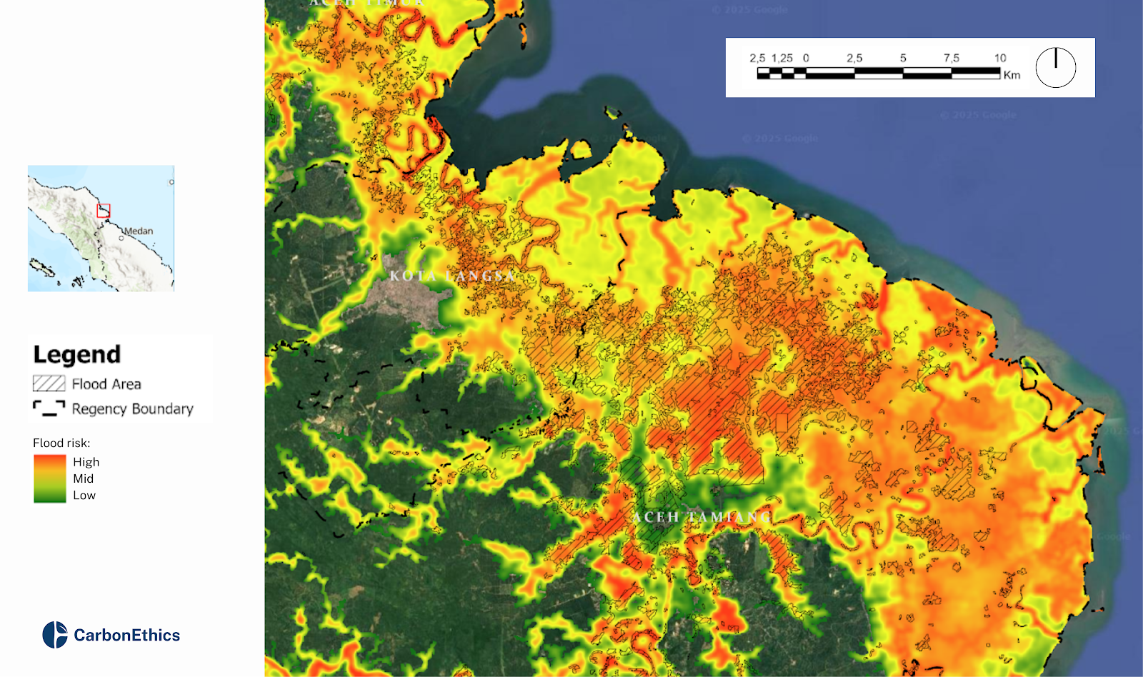Flood Hazard Map of East Aceh - Langsa City - Aceh Tamiang (Based on BNPB data analysis)