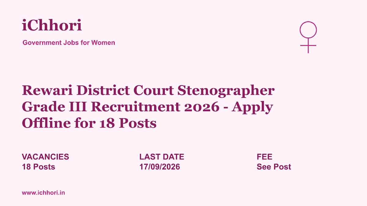 Rewari District Court Stenographer Grade III Recruitment 2026 - Apply Offline for 18 Posts - iChhori