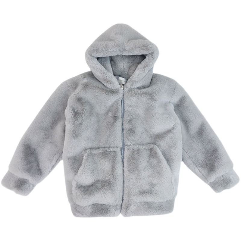 Casual Faux Fur Coat with Hood for Women