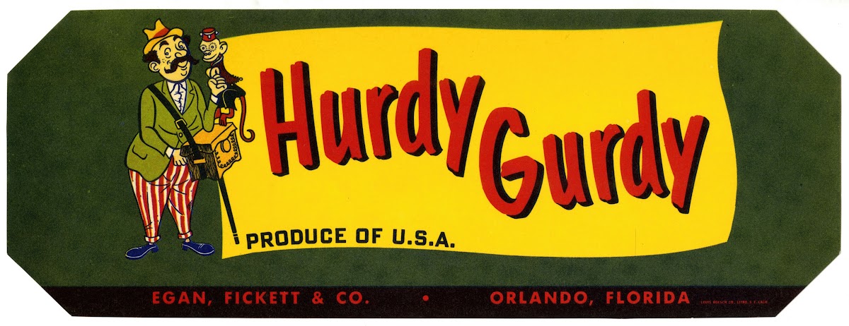 Hurdy Gurdy Produce Label 1940s