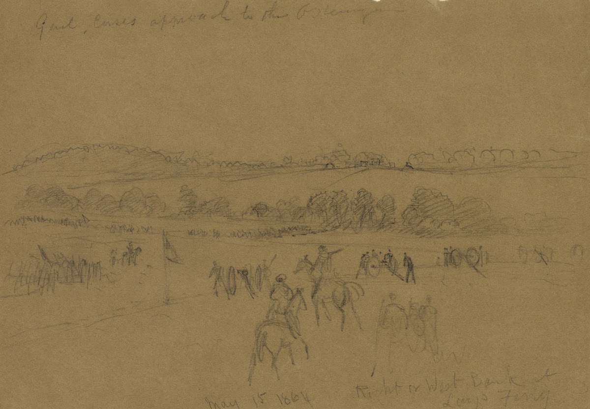 Genl Cases approach to the Ostenugua May 15 1864 Right or West Bank at Lays Ferr