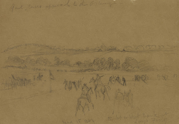 Genl Cases approach to the Ostenugua May 15 1864 Right or West Bank at Lays Ferr