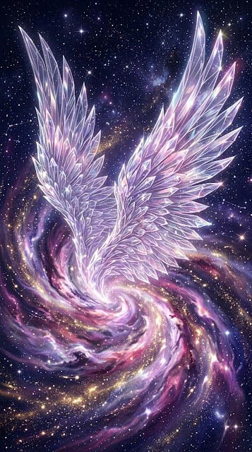 Ethereal Celestial Wings in Swirling Nebula Vortex - Free mobile Wallpaper