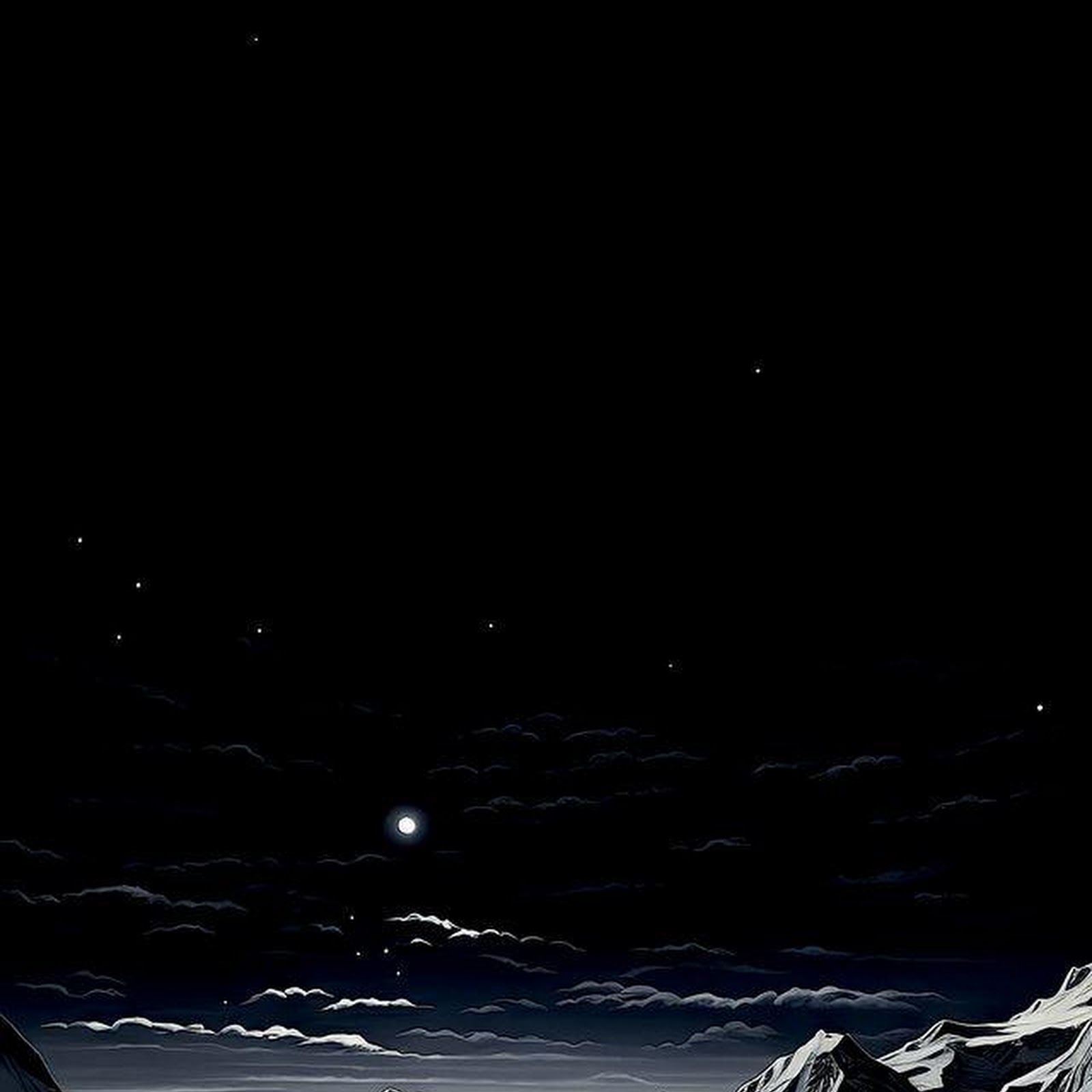 Download Snowy Mountain Valley at Night iPhone