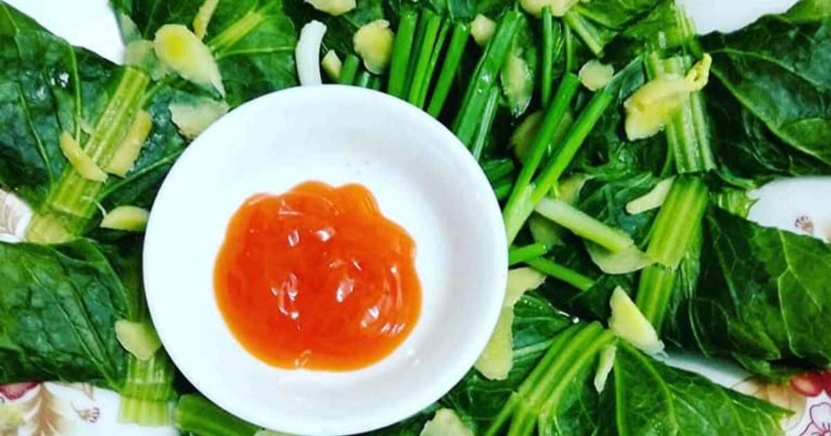 Cải bẹ xanh cuốn cá thác lác hấp gừng