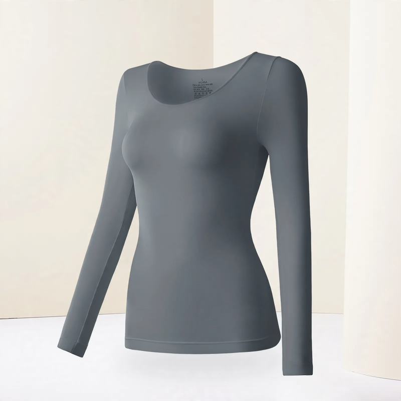 Women's thermal underwear set, ultra-thin, round neckline