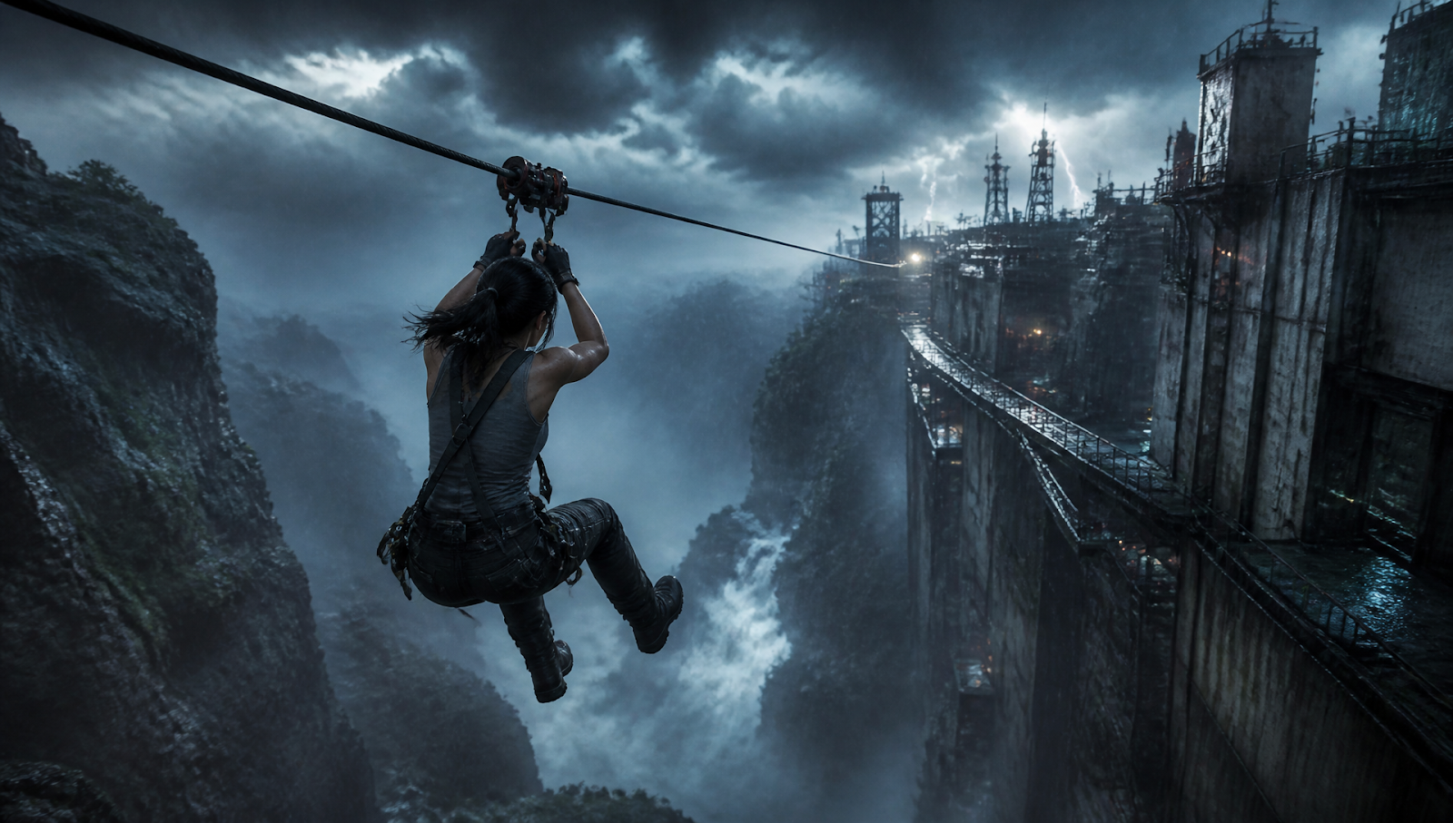 Zip Wire movie hero image with a tense aerial escape setup